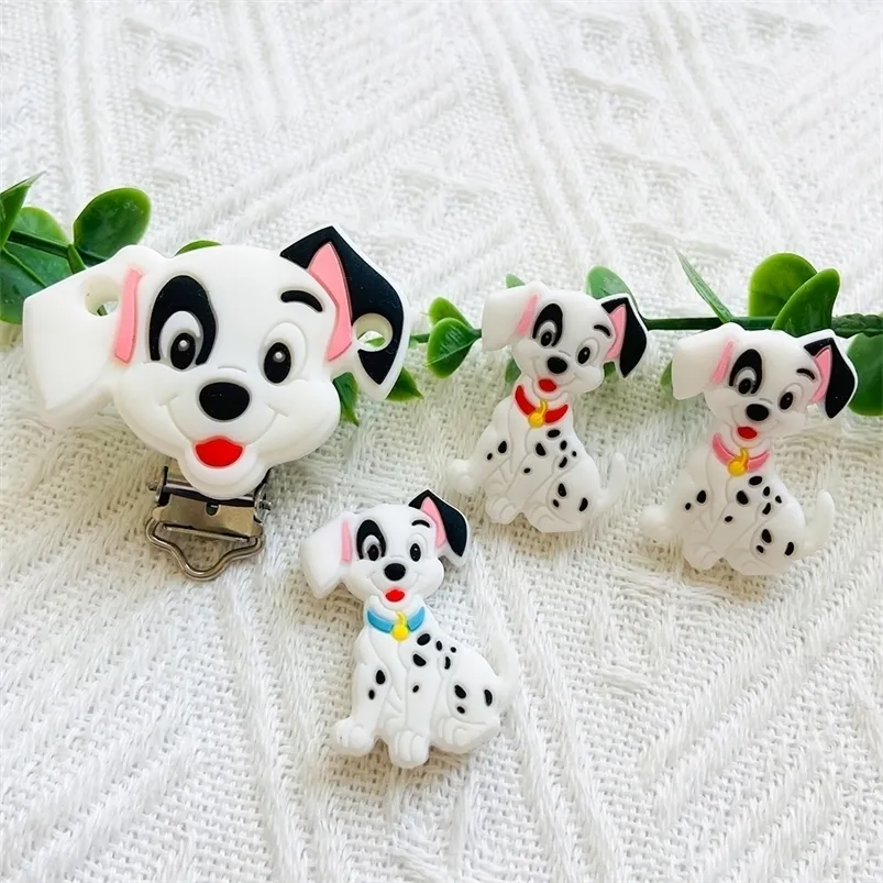 Baby Teethers Toys 10/50/100 Pcs Food Grade Dalmatian Silicone Beads Pacifier Clip Dog DIY Chain Accessories 221007