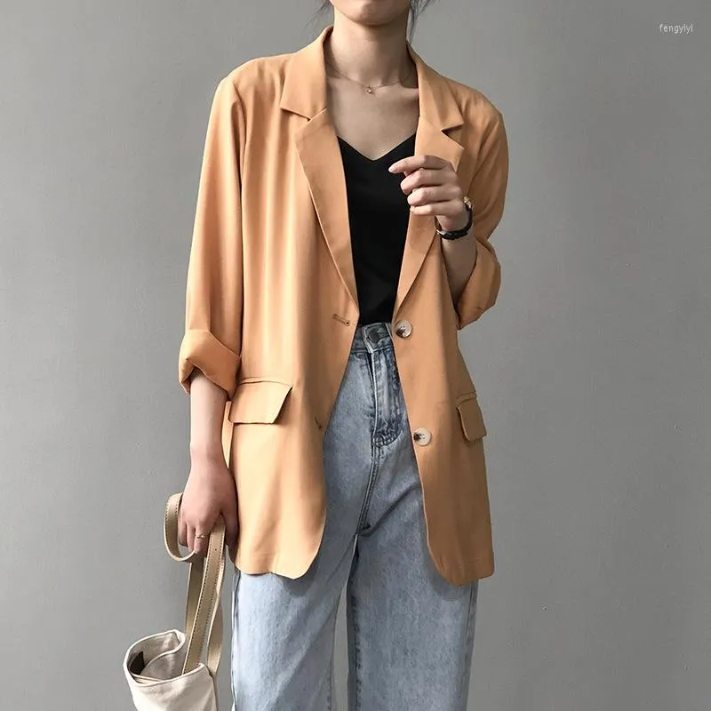 Women's Suits White Women Blazers 2022 Formal Wear Female Jacket Classic Single Breasted Orange Thin Office Lady Spring Blazer Jackets