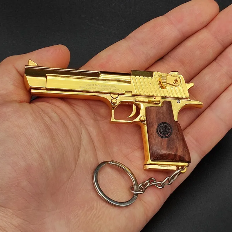 【通販 人気】 ゴールドデザートイーグルピストルキーチェーン ミニチュア トイガン