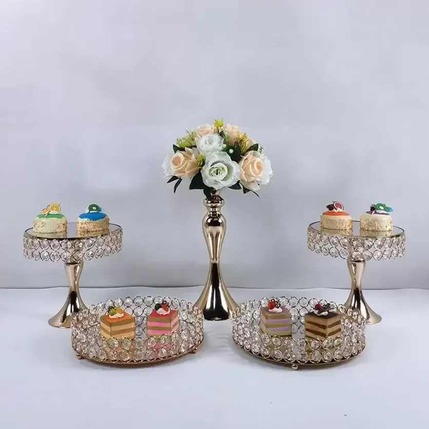 Geschirr Teller 6PCS Gold Spiegel Metall Runde Kuchen Ständer Hochzeit Geburtstag Party Dessert Cupcake Sockel Display Platte Wohnkultur c1008