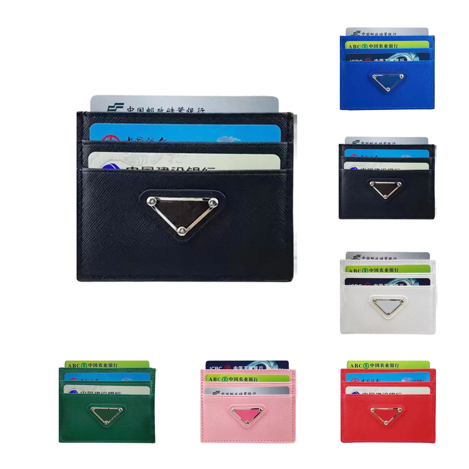 Designer Women's Mens Re-edition Triangle Card Holder Purses Plånböcker Luxurys Vintage Plånbok Läder med låda märkta retro grossistinnehavare myntkort nyckelpåsar
