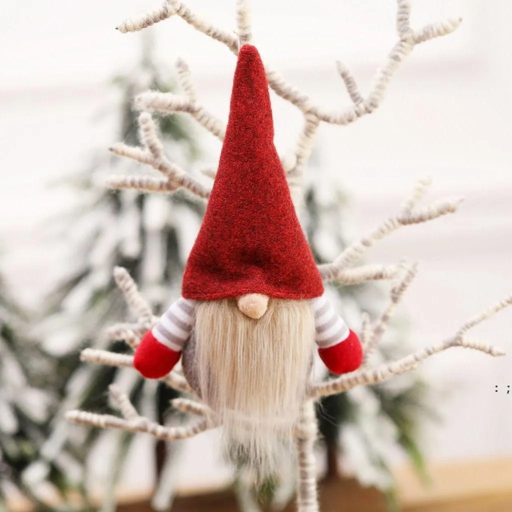 Natale fatto a mano Gnomo svedese scandinavo Tomte Santa Nisse Nordic Peluche Elfo Giocattolo Tavolo Ornamento Decorazioni per l'albero di Natale GWB16051