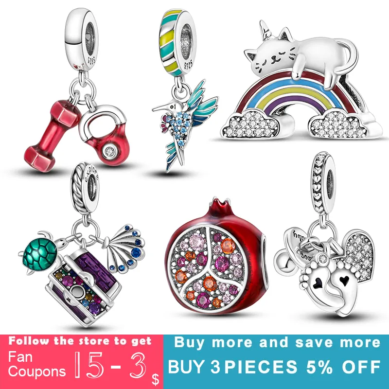 925 Sterling Silver Dangle Charm Femmes Perles Haute Qualité Bijoux Cadeau En Gros Clip De Position Dessin Animé Souris Fleurs De Cerisier Perle Fit Pandora Charms Bracelet DIY