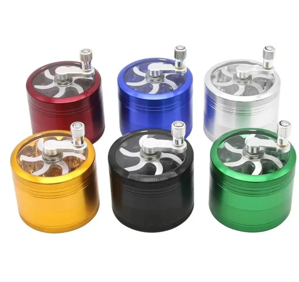 Accessories tobacco grinder 50mm 4 layers Zicn alloy hand crank grinders metal for herbs herbal for Towel RRE14759