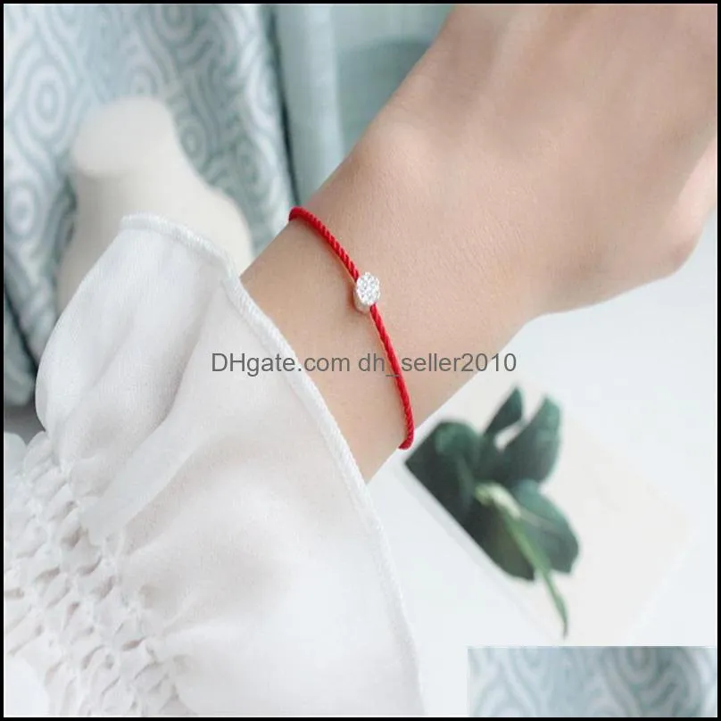 925 Sterling Silver Chain Bracelets Plum Flower Couple Bracelet Women Red Line Thread String Rope Jewelry For Women 778 Z2