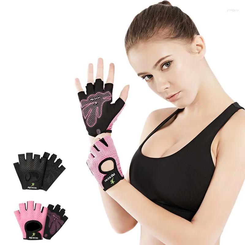 Cykelhandskar Summer Women Men Silicone Non-Slip Sweat-Proof Breatble Fitness Sports Outdoor Bike Half-Finger Gym Power Bicycle Glove