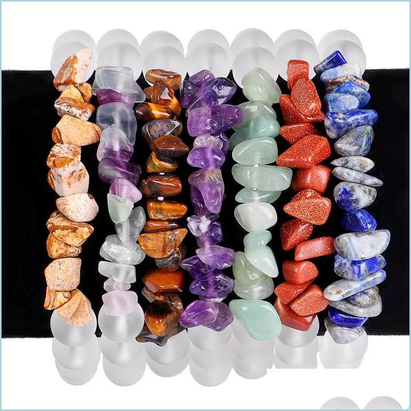 Fili di perline Braccialetti di perline di vetro di cristallo bianco Braccialetti di perline di pietra naturale schiacciata di colore 957 B3 Consegna di goccia 2021 Jewe Dhaoh