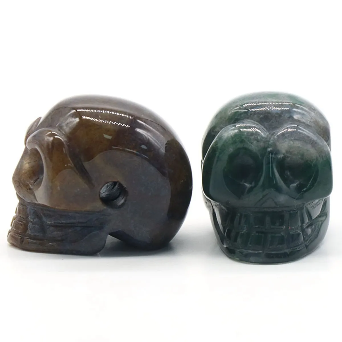 23 -мм природная причудливая статуя головки черепа джаспер вручную ручную драгоценный камень.