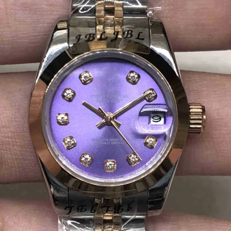 Luxo masculino relógio mecânico Automático Log da família Rose Purple Stone Table Genebra es for Men Swiss Wristwatches
