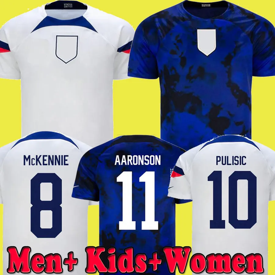 2022 Pulisic Usas Soccer Jerseys Dest McKennie 2023 Aaronson Musah Morgan Lloyd America Football Shirt United States 22 23 Lletget Men Kids Set Kits Kit