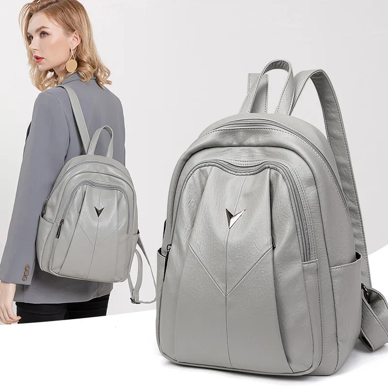 Vrouwen mannen rugzakstijl echte lederen mode casual tassen kleine meisje schoolbag business laptop rugzak opladen bagpack rucksack sportoutdoor packs 6641