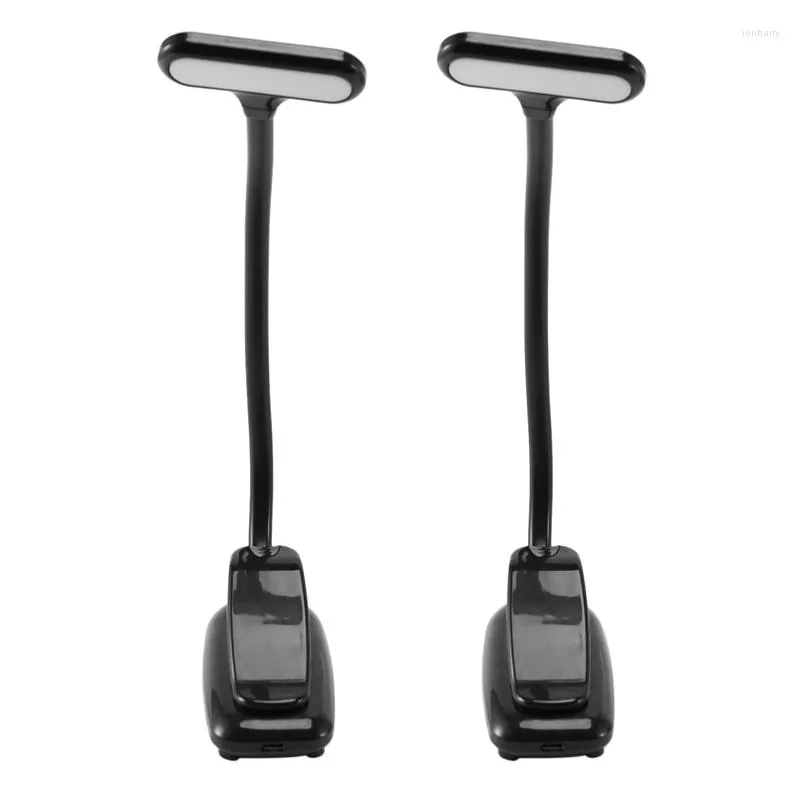 Table Lamps 2X LED Book Lights Rechargeable Clip On Light 3 Lighting Modes 9 Leds Eye Protection Reading Lamp -Black