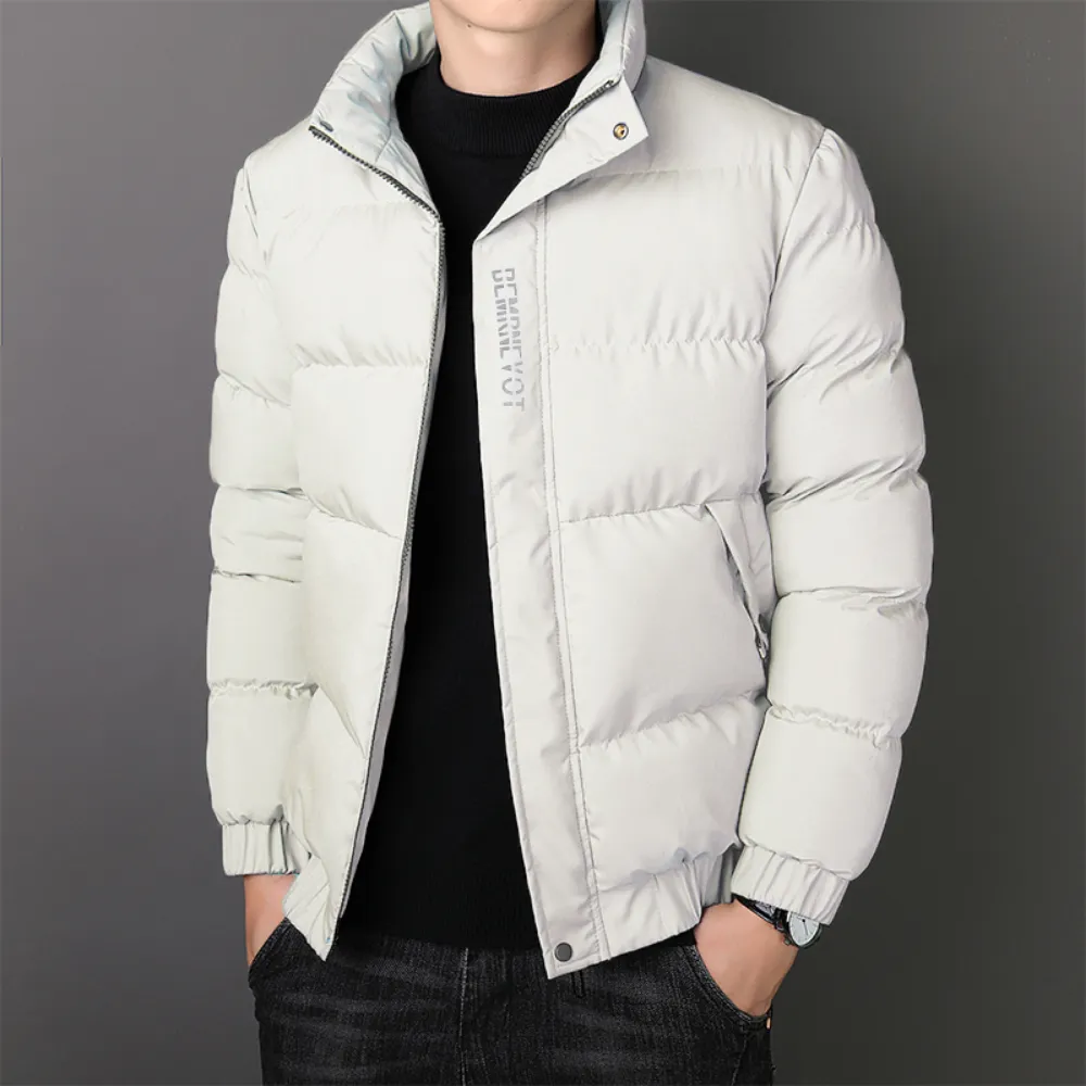 Mode coréenne hommes coton rembourré vestes bouffante hommes Streetwear fente coupe col montant tendances nouveaux hommes chaud épaissir