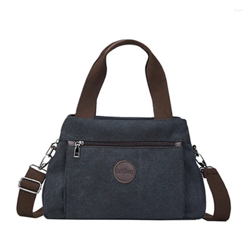 Duffel väskor Retro Casual Women's Bag Canvas Ladies Single-Shulder Messenger Kvinnlig stor kapacitet resor för kvinnlig sport