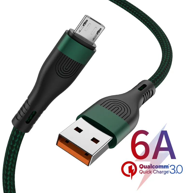 Кабели Micro USB Type C 6A, плетеный шнур зарядного устройства для быстрой зарядки для Samsung S7 Xiaomi HTC 1M 2M