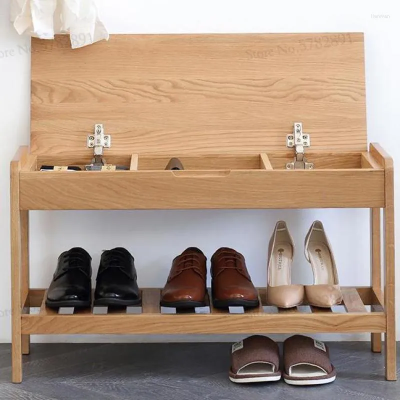 Clothing Storage All Solid Wood Shoe Bench Scandinavian Modern Minimalist Footstool Short Long Stool Oak Wear A4092