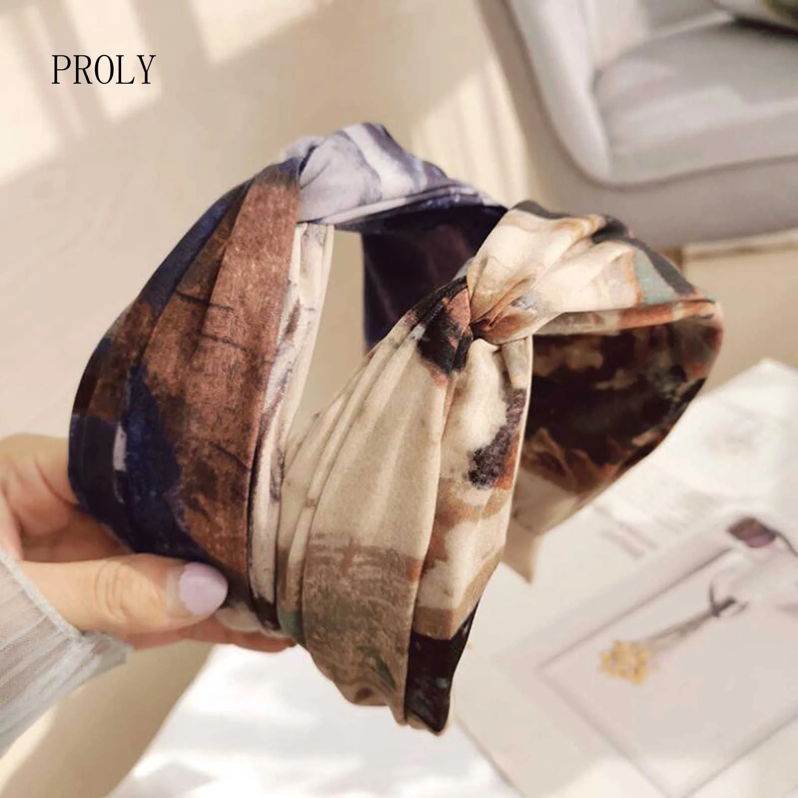 Headbands PROLY New Fashion Women Headband Tie Dye Cloth Cross Knot Big Bowknot Hairband For Adult Vintage Turban Hair Accessories T221007