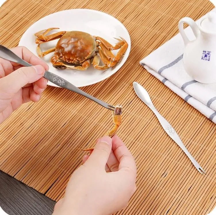 Fruit Needle Forks Stainless Steel Lobster Crab Tools Pliers Clip Picks Spoons Seafood Accessory Creative Craber Peel Shrimp Tool SN4199