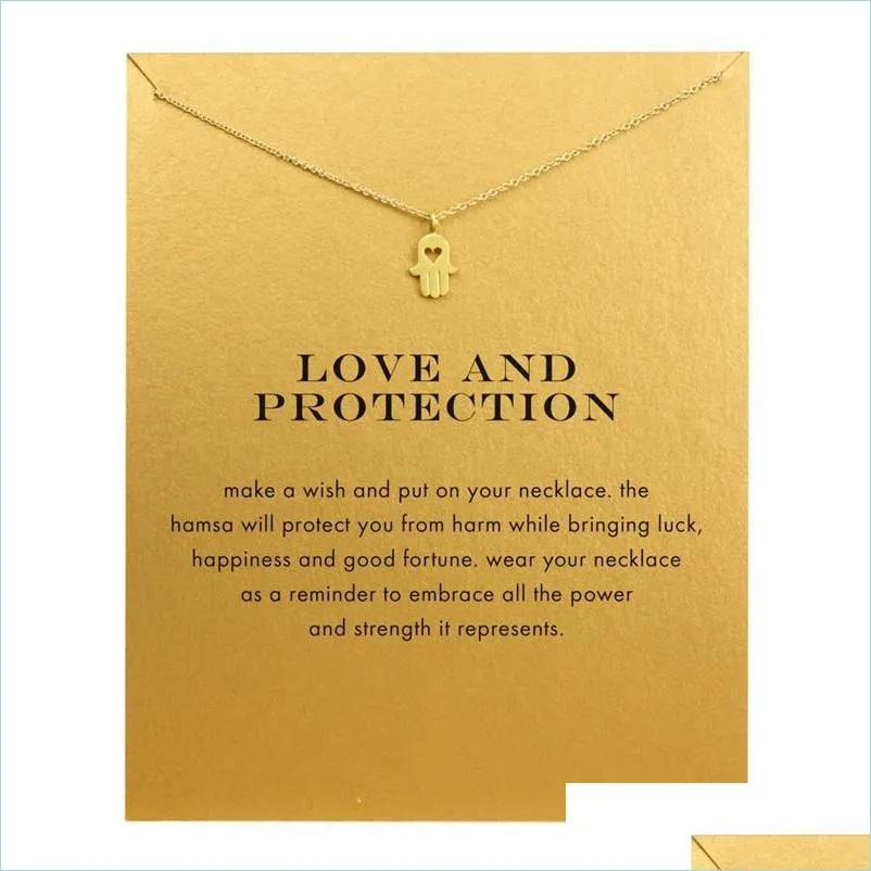 Pendant Necklaces Love Heart Choker Necklaces With Card Gold Sier Hand Pendant Necklace For Fashion Women Jewelry Gifts And Mjfashion Dhlpx