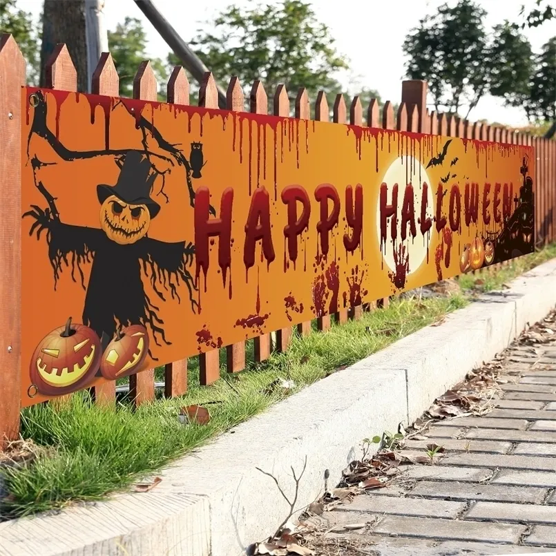 Autres fournitures de fête d'événement 250x48cm Dernières Happy Halloween Bloody Bat Pumpkin Ghost Print Toile de fond Suspendue Bannière Décor 221007