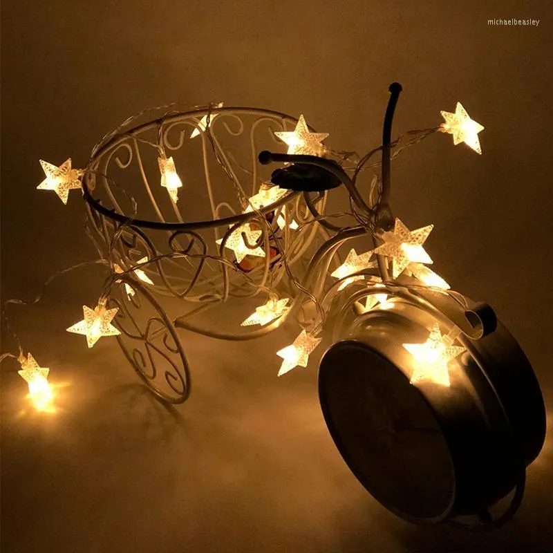 Str￤ngar 1.2m 8 LED Fairy String Lights Battery Operated Scrub Pentagram FEM POINTE STAR JUL JUL XMAS Party Wedding Garland Garland