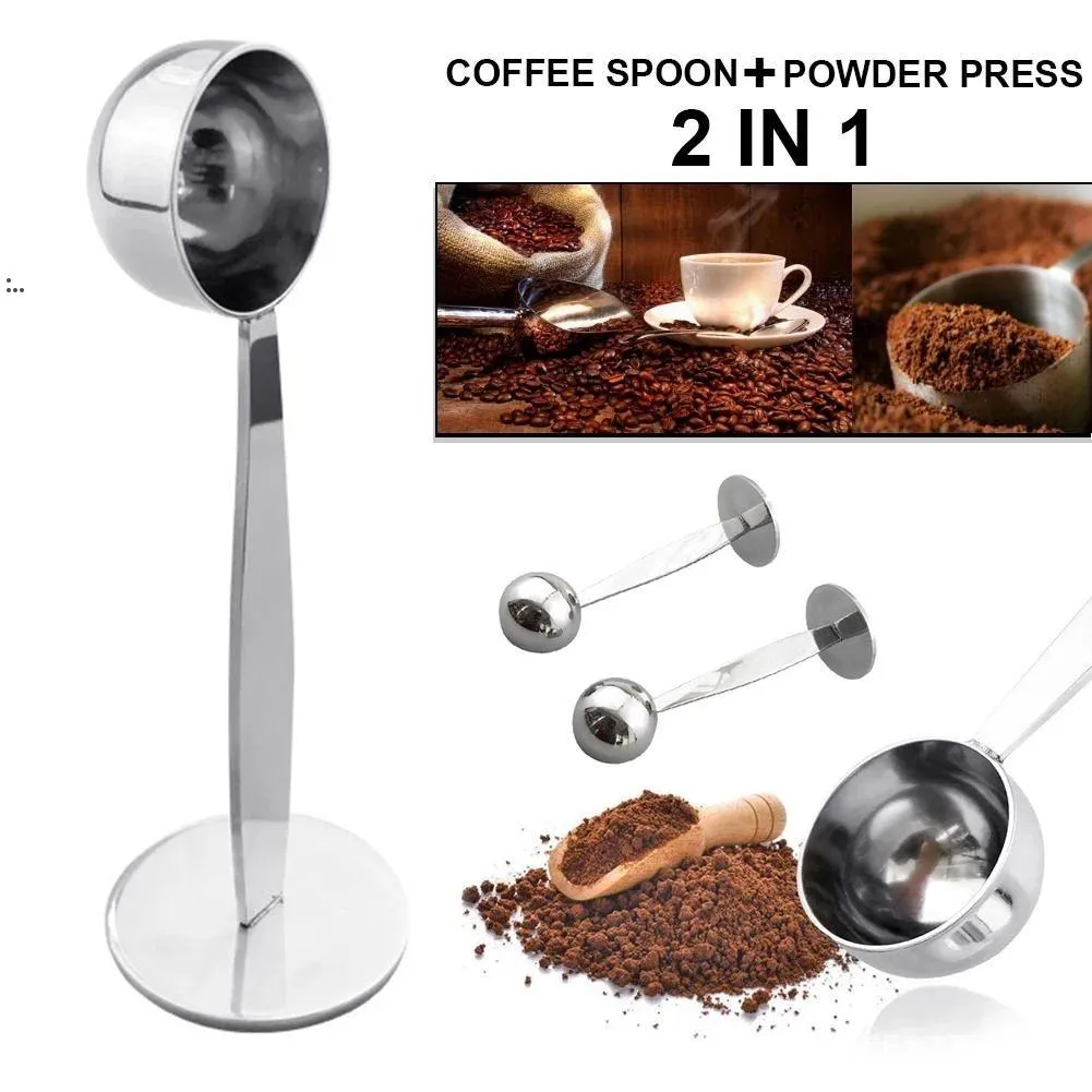 Stainless Steel Dual Purpose Coffee Scoops Bean Powder Spoon Measuring