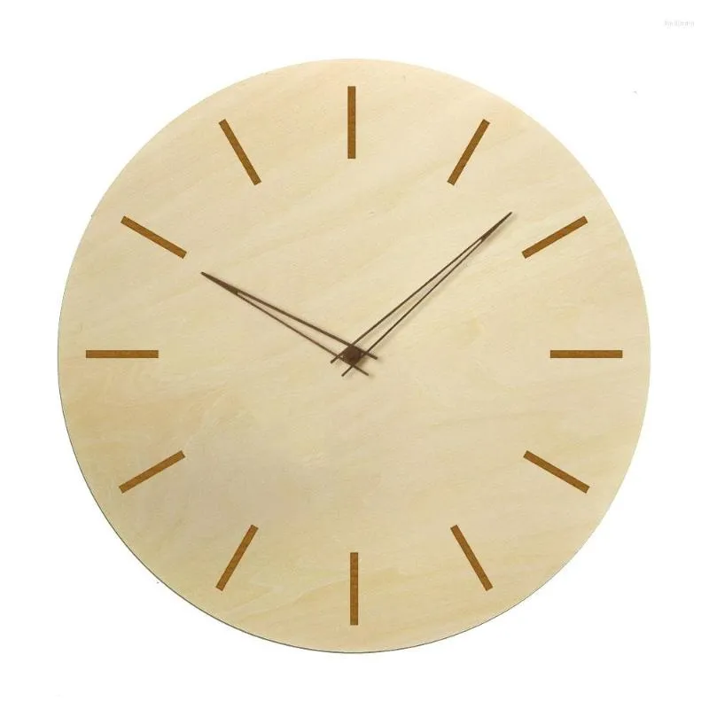 Wall Clocks Simple Modern Silent Non-Ticking Wooden Clock With Wood Pointer For Living Room Kitchen Home Office Housewarming Decor Gift