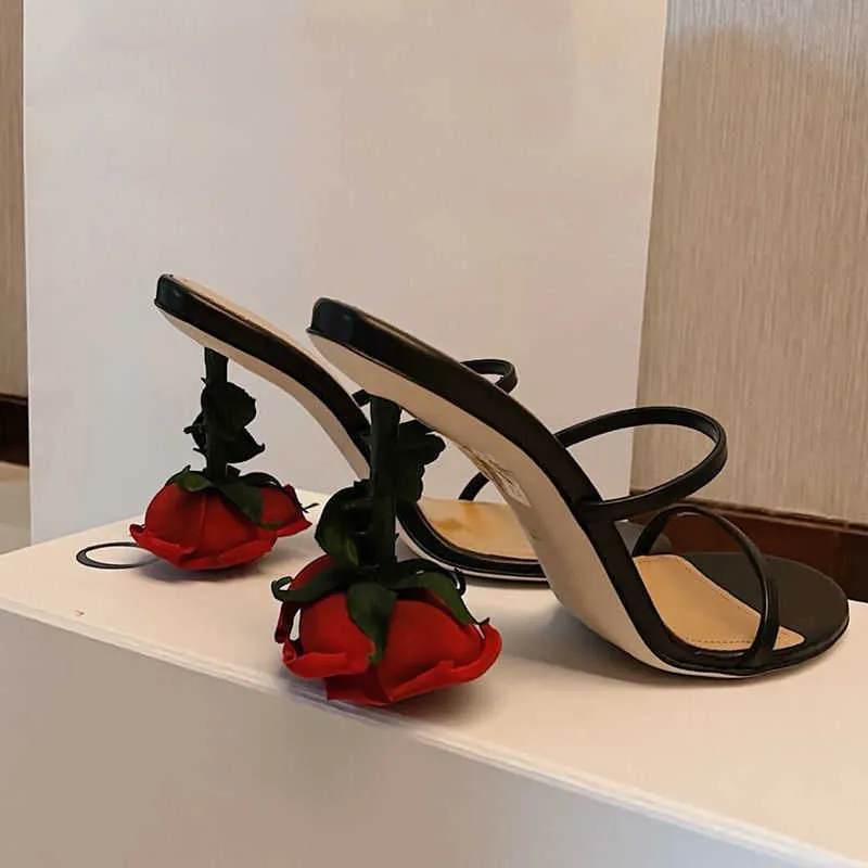 Chaussures habillées 8 cm chaussures de créateurs de luxe Chic Point mode Rose talons femmes sandales 2022 été Novedad pantoufles fête mariage femme diapositives T220927