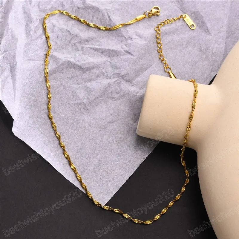 Mode goudkleur gedraaide platte slangenketting kettingen voor vrouwen geschenken sieraden