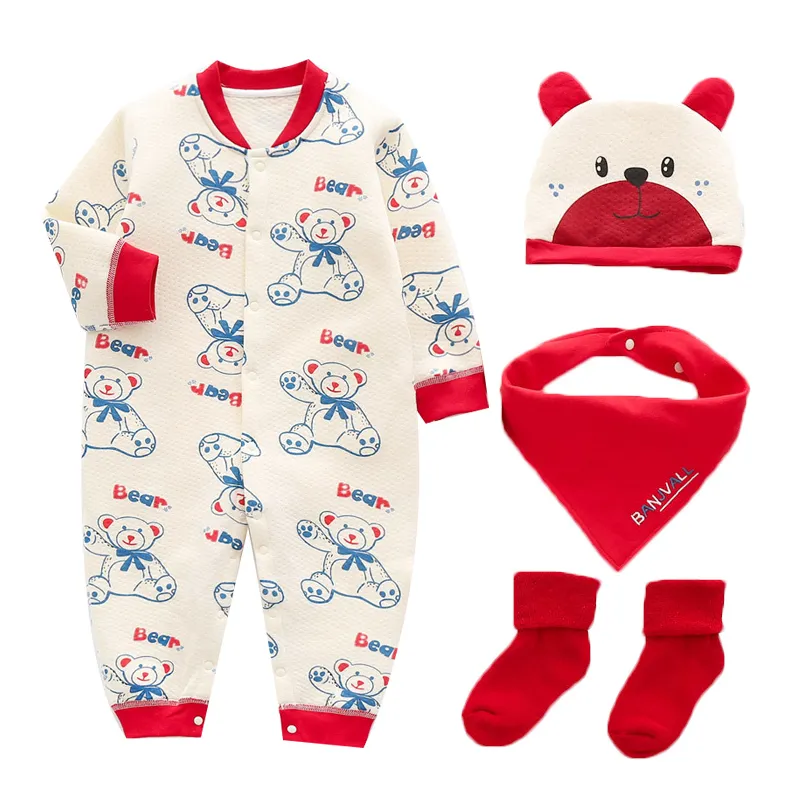 Clothing Sets Winter Thicken Baby 5Pieces Cotton Romper Hat Socks Bibs born Girl Boy Clothes Unisex Gift Set 221007