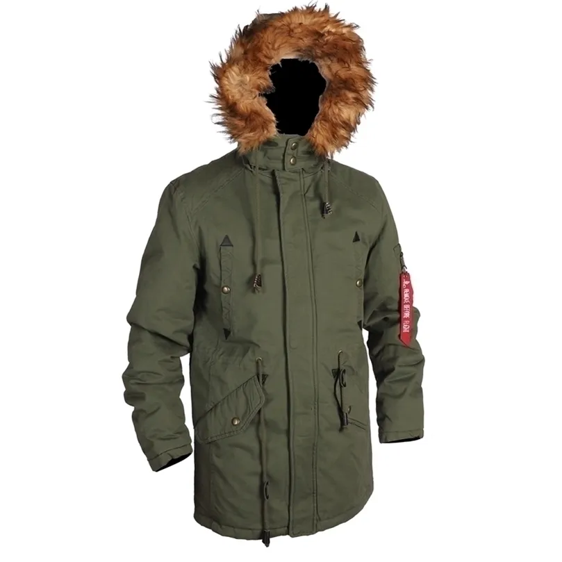 Mens Jackets Classic US Type Vintage Military Windproof Casual Quilted Long Mens Winter Hooded Parka with Fur 221006