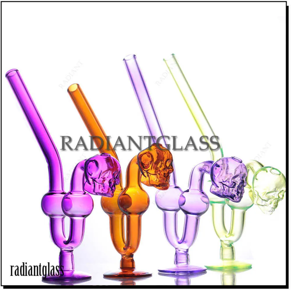 7.56 inches Smoking glass Pipes Colorful Heady Glass Oil Burner Pipe Wholesale Bubble Chamber and Snake U shaped