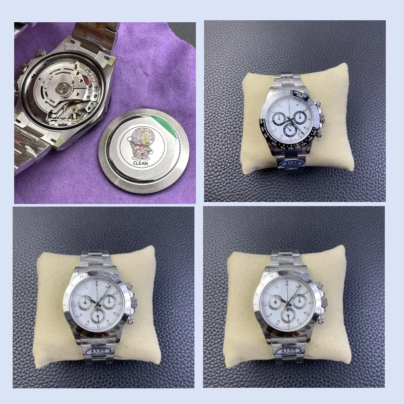 Clean Montre De Luxe Mens Watches 40mm 4130 Chronograph Mechanical