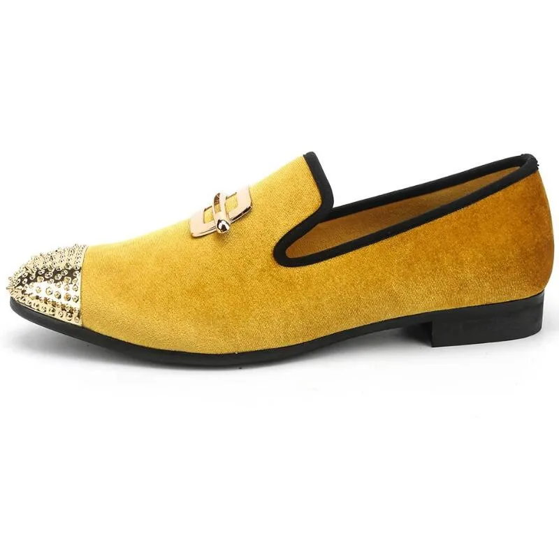 2022 NEW GOLD VELVET Shoes Gold Toe Men Lofers Fashion Party Bress Wedding Flatszapatillas Hombre A5