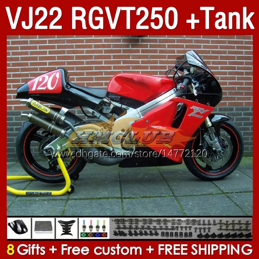 Carénages d'usine rouge réservoir pour SUZUKI RGV250 SAPC VJ22 RGVT250 RGV-250 VJ 22 1990 1991 1992 1993 1994 1995 1996 160No.116 RGV RGVT 250 CC RGVT-250 90 91 92 93 94 95 96 Carénage