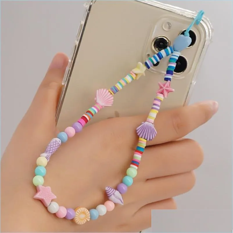 Lien chaîne perlé téléphone portable corde unisexe porte-clés lanière coquille souple en céramique sangle cordon livraison directe 2021 bijoux bracelets Carsho Dhlp5