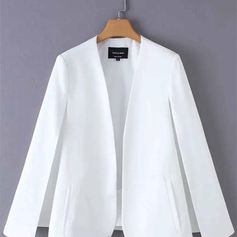 Kvinnorjackor Kvinnor Split Design Cloak Suit Coat Office Lady Black White Jacket mode Streetwear Casual Loose Outterwear Tops C613 221006