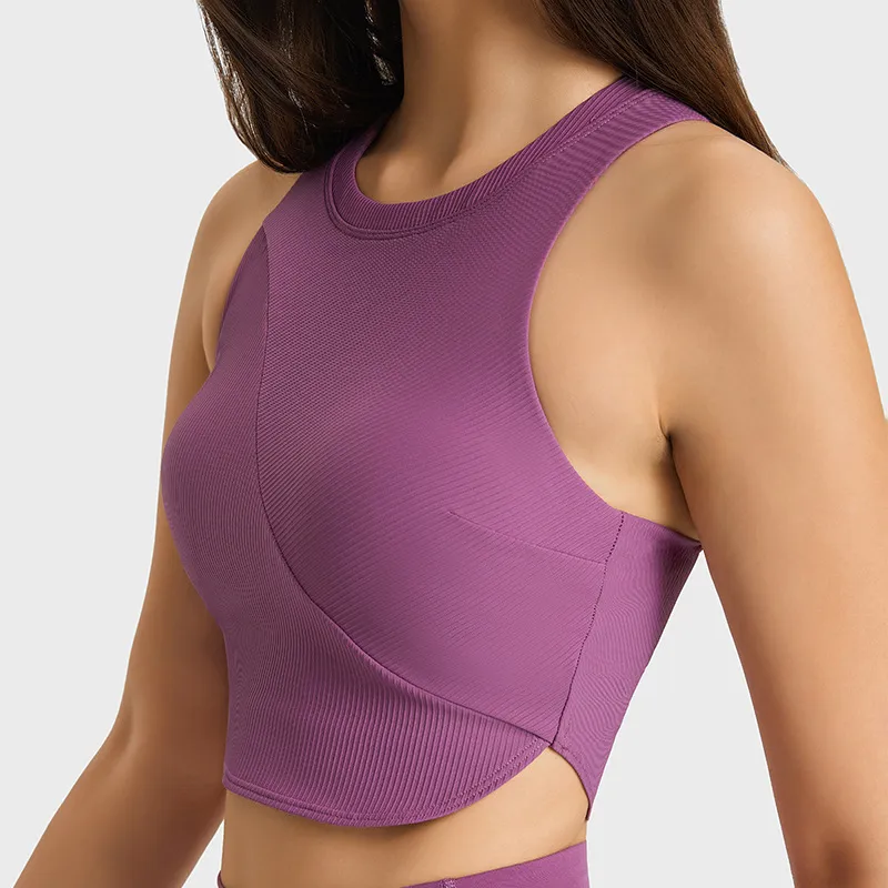 L 207 High Neck Bra Slim Fit Yoga Tank Top Elastic Sports Bra With