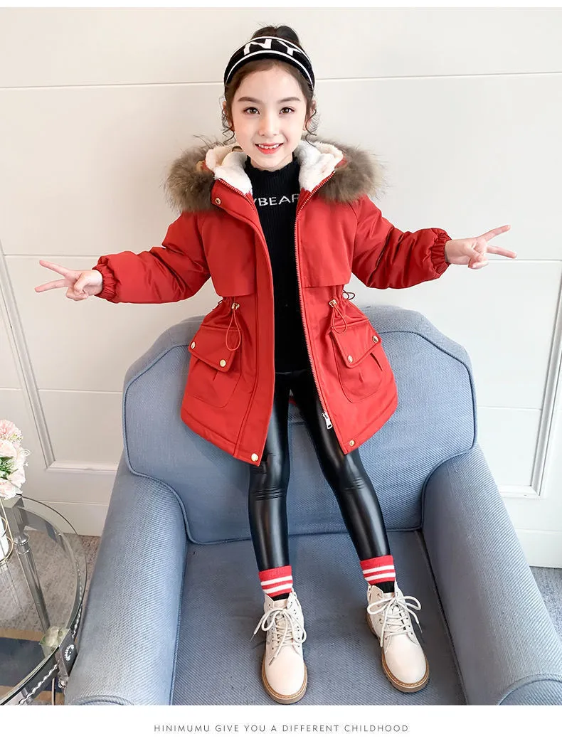Piumino Moda Giacche Invernali Ragazze Piu Velluto Caldo Con Cappuccio Abbigliamento Bambini 4 12 Anni Bambini Adolescenti Parka TZ247 221007 Da 31 54 DHgate