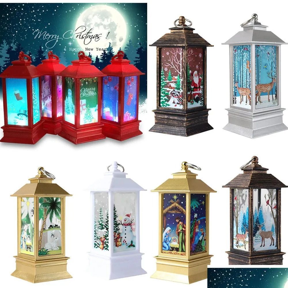 Juldekorationer 2021 Julljus Lykta Xmas Hanging Lamp Ornaments Decoration Santa Claus Snowman Nativity led BDESYBAG DHSCX