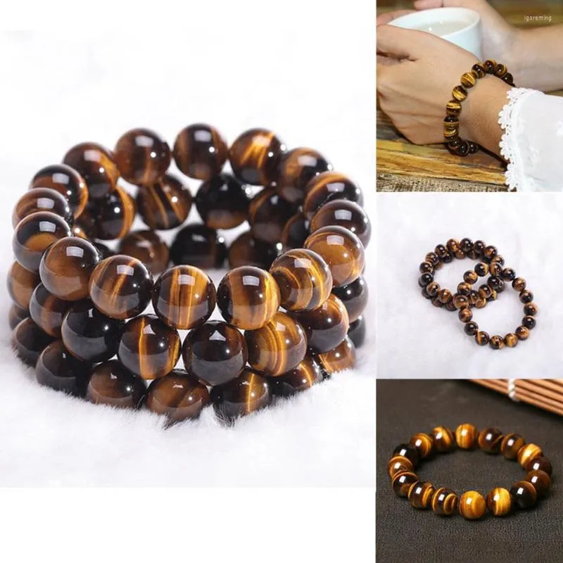 Strand 6/8/10/12/14/16/18mm natursten Buddha Armband Brown Tiger Eyes P￤rlor f￶r m￤n Kvinnor L￤ker armband smycken g￥va