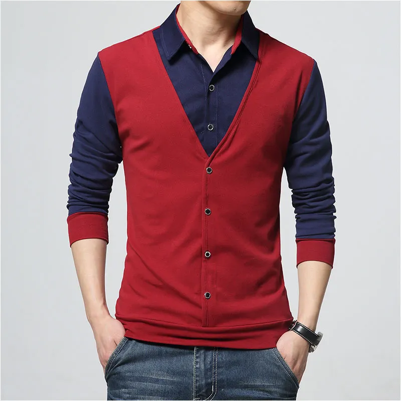 Hommes Polos Marque Printemps Automne Hommes Polo Fashioh Faux Deux Designer Vêtements Cool Polos Hommes Chemise À Manches Longues Casual Business Male 221006