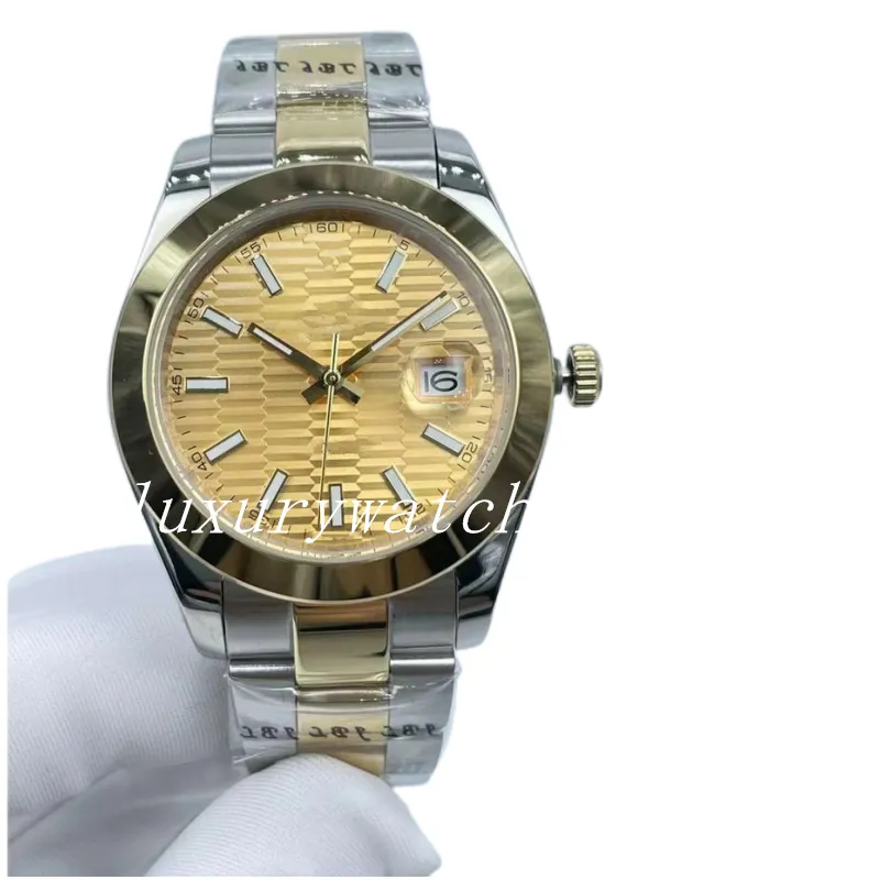 Orologio da uomo 41mm Quadrante blu/bianco/giallo Meccanico automatico Lunetta liscia lucida Bracciale Oyster Cristallo di zaffiro Unisex Nuovo orologio da polso