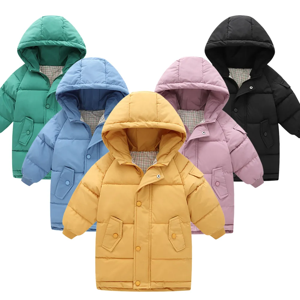 Piumino Bambini Inverno Ragazzi Ragazze Leggero Addensare Giacche lunghe calde Capispalla per bambini in puro colore 221007