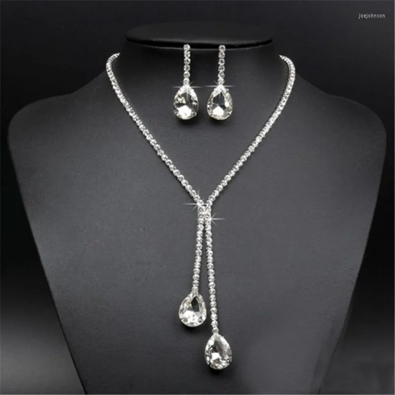 Halskette Ohrringe Set Mode Bridal -Strass -Kristall -Drop -Ohrring -Ohrring -Hochzeitszubehör für Frauenanzug -