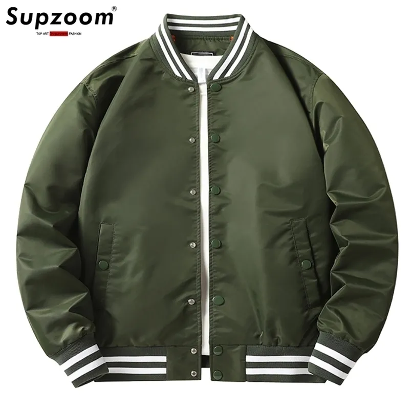 Men's Jackets Supzoom Arrival Rib Sleeve Cotton Fashion Single Breasted Casual Pilot Ins Bomber Baseball Jacket Loose Cardigan Solid Coat 221006