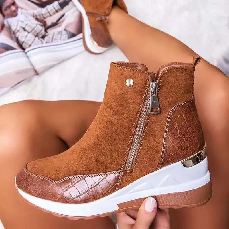 Womens High Top Vulcanized Wedge Wedge Boots For Women Autumn Winter Chunky Sneakers With Zipper Plus Size Available Style 221007 From Factory Lu09 Bulk 14.5 DHgate.Com