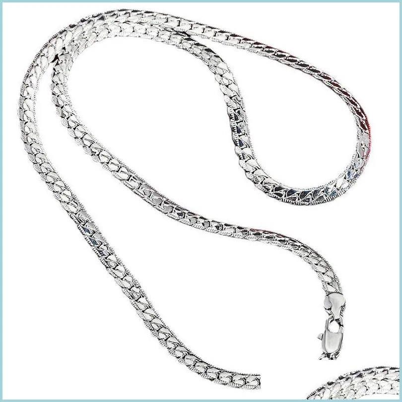 Chains 925 Sterling Sier 6Mm Fl Sideways Necklace 18/20/24 Inch Chain For Woman Men Fashion Wedding Engagement Jewelry 1201 T2 Drop D Dhthx