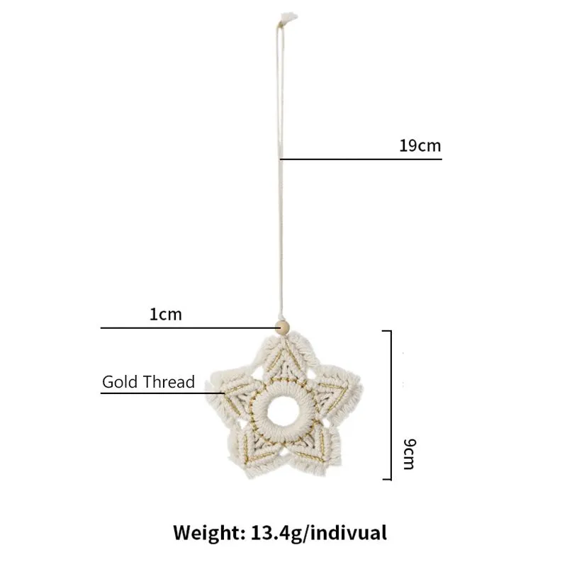 DIY Christmas Pendant Handwoven Pentagram Snowflake Christmas Decoration Ornament XMAS Gifts