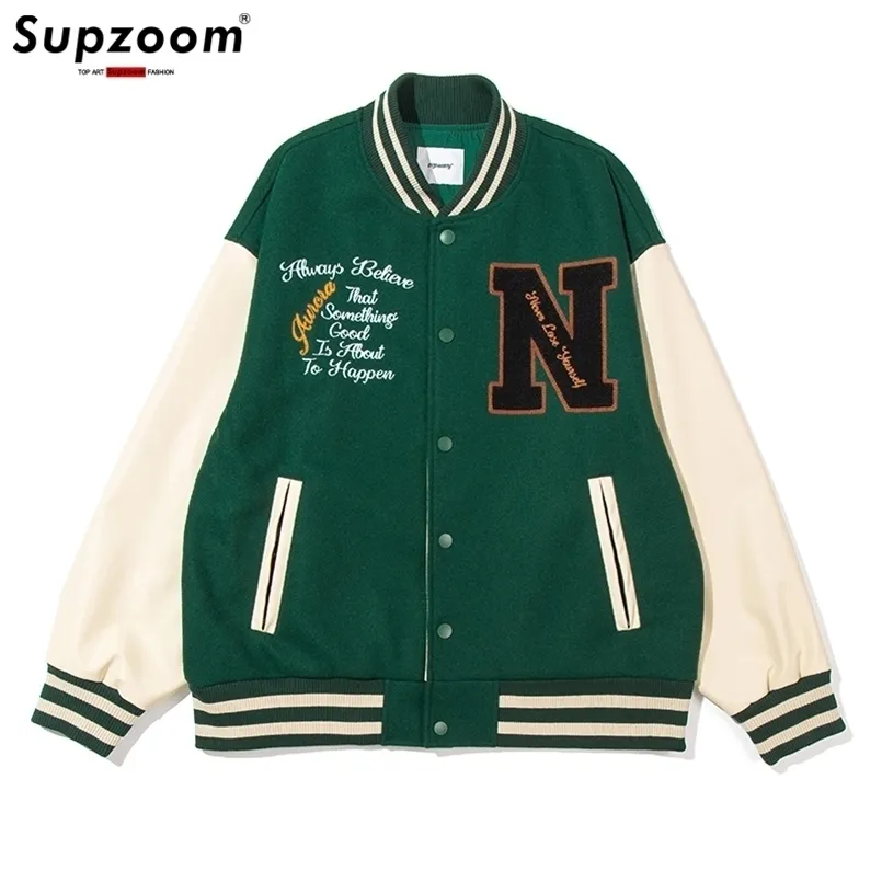 Men's Jackets Supzoom Arrival Rib Sleeve Embroidery Brand Clothing Bomber Jacket Men Baseball Men's Loose Casual Bread Fashion Coat 221006